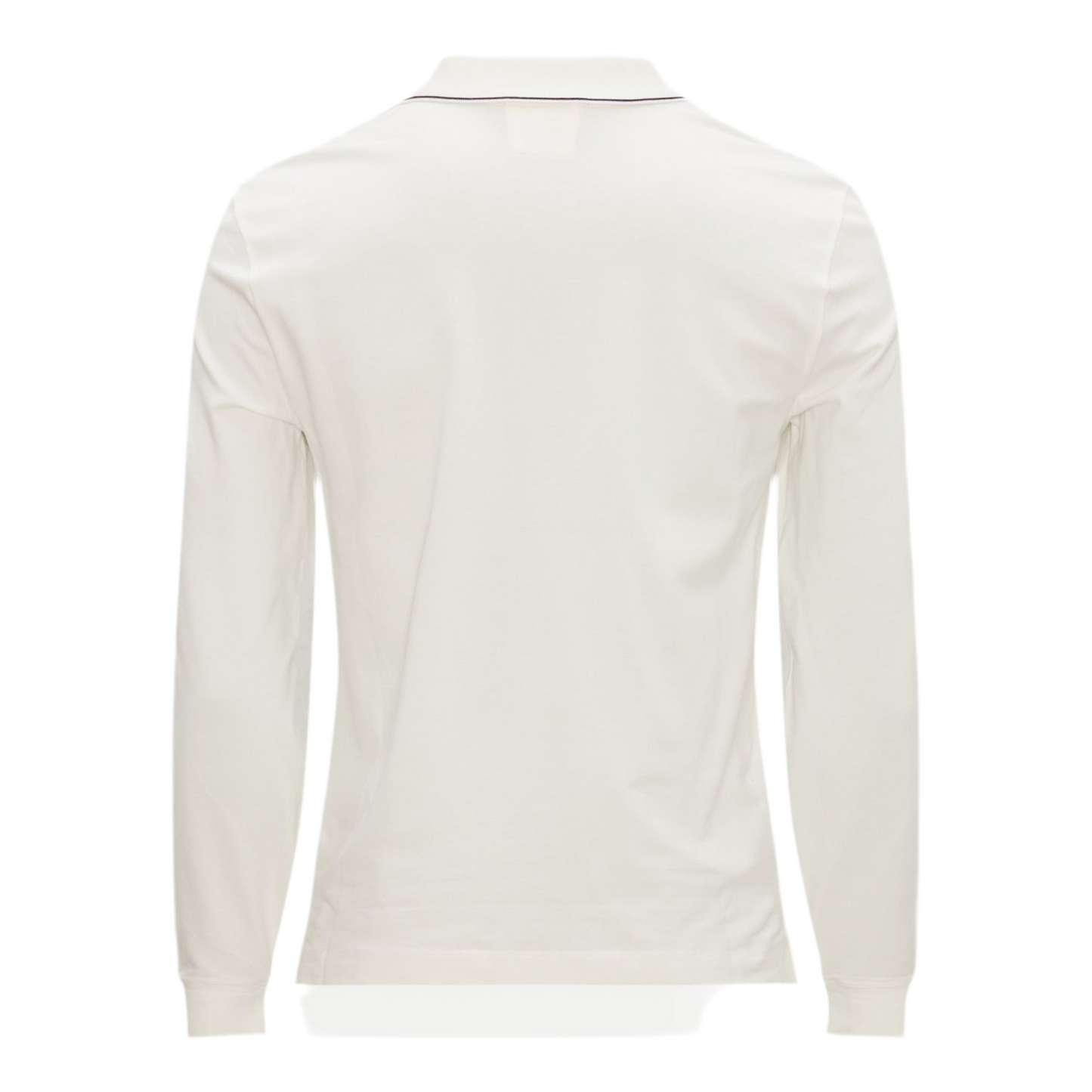 Cp Company 070A Slim Fit Long Sleeve Stretch Piquet Polo Shirt in White