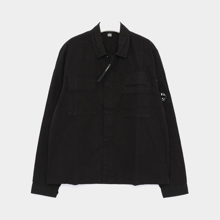 Cp Company Lens Gabardine Shirt In Black