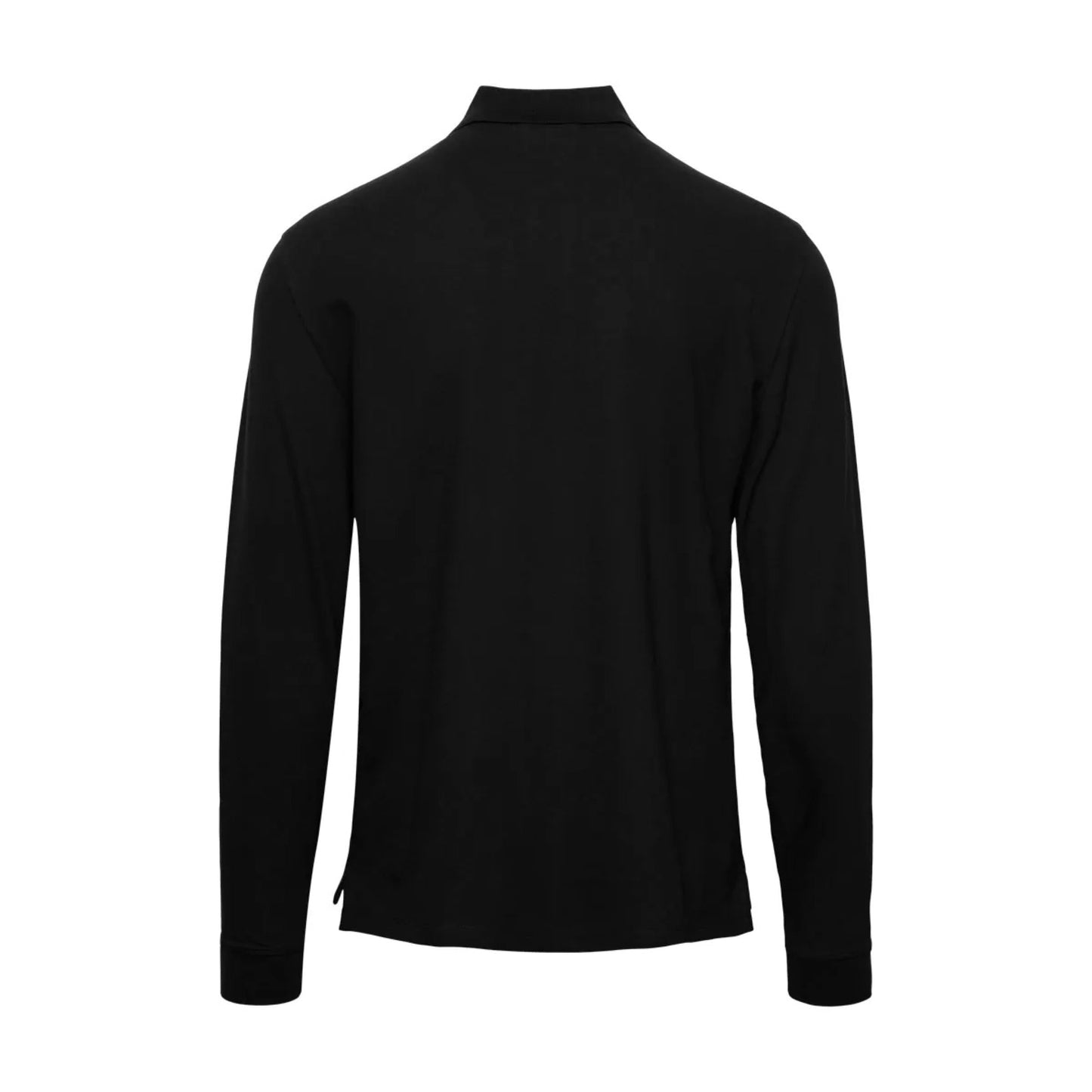 Cp Company 100A Stretch Piquet Long Sleeve Polo Shirt in Black