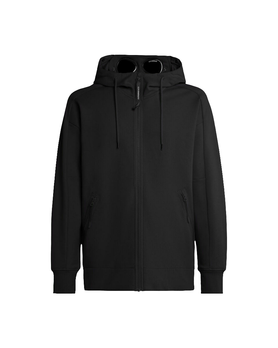 Cp Company Diagonal Raised Fleece Goggle Full Zip in Black