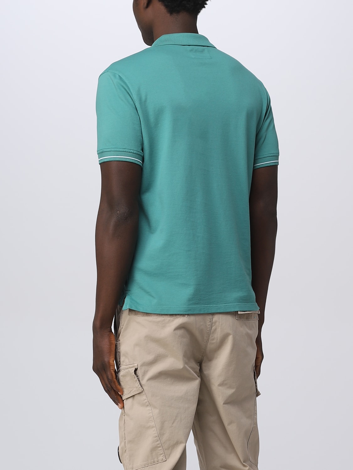 Cp Company Tacting Piquet Logo Polo Shirt In Frosty Green
