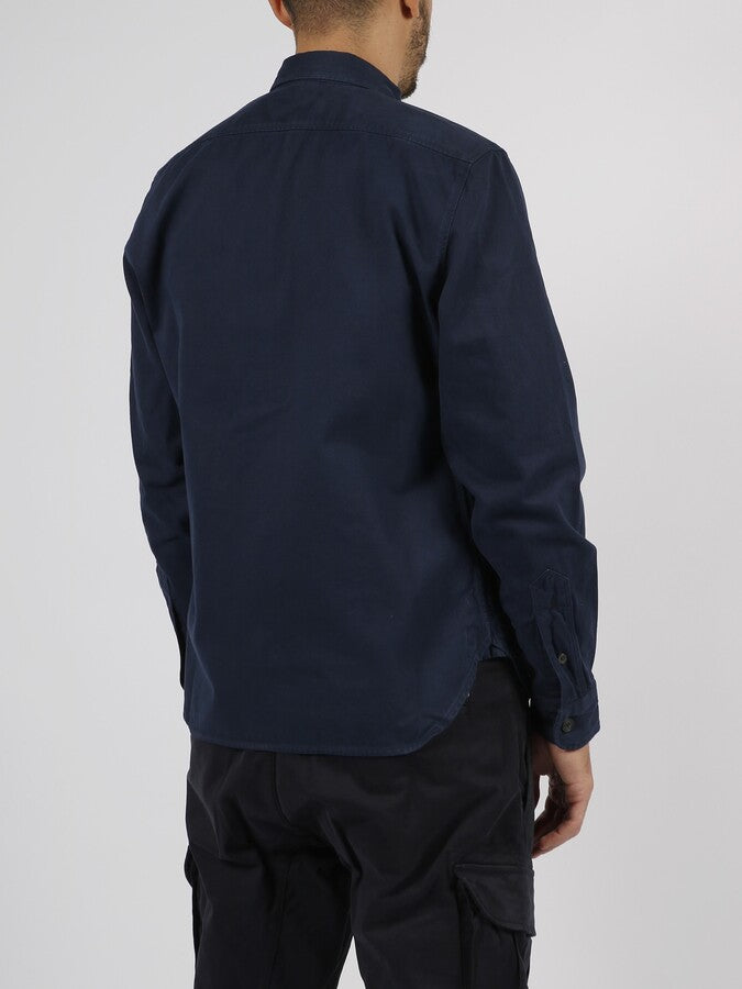 Cp Company Twill Emerized Shirt in Peacoat