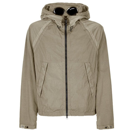 Cp Company Goggle Hooded Chrome Jacket In Cobblestone