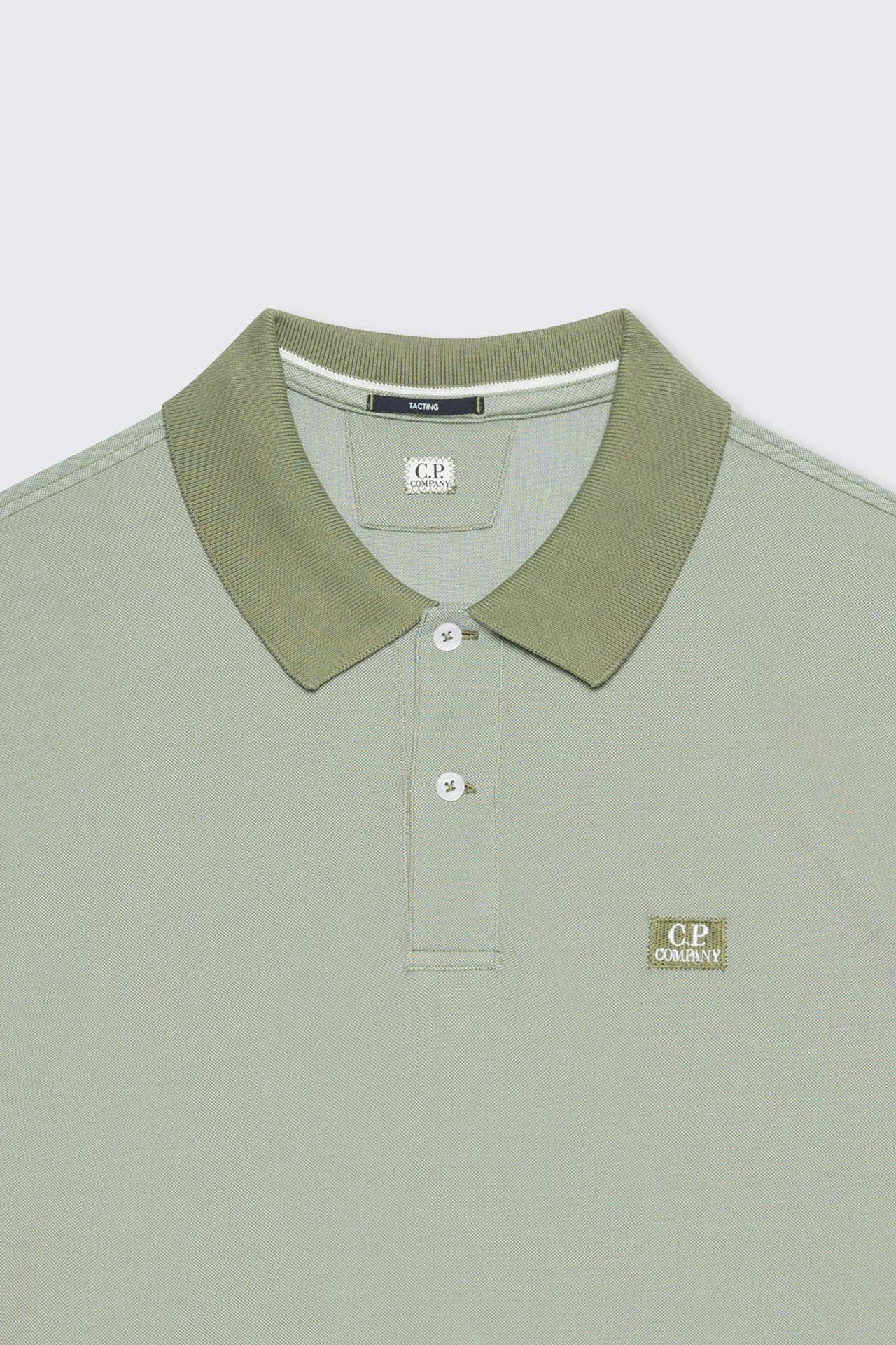 Cp Company Tacting Piquet Logo Polo Shirt In Bronze Green