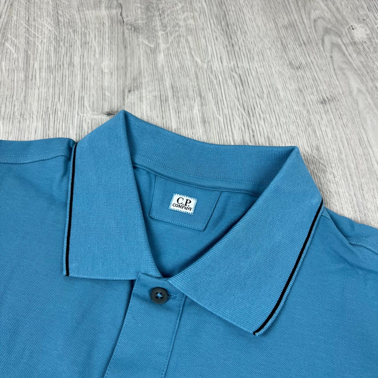CP Company Piquet Polo Shirt - Aegean Blue