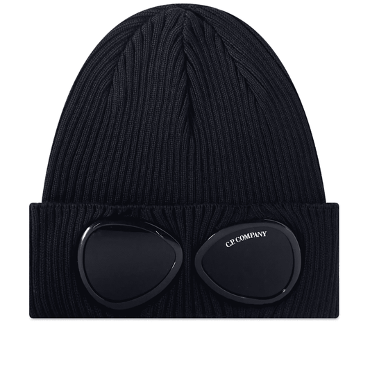 Cp Company Cotton Goggle Beanie In Navy