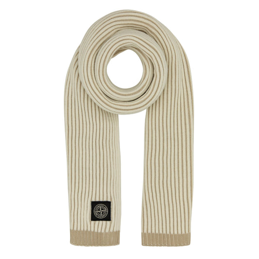 Stone Island Wool Scarf In Off White