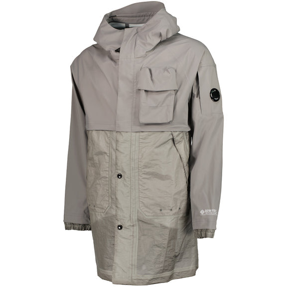 Cp Company Gore-Tex Infinium Mixed Lens Long Jacket in Griffin Grey