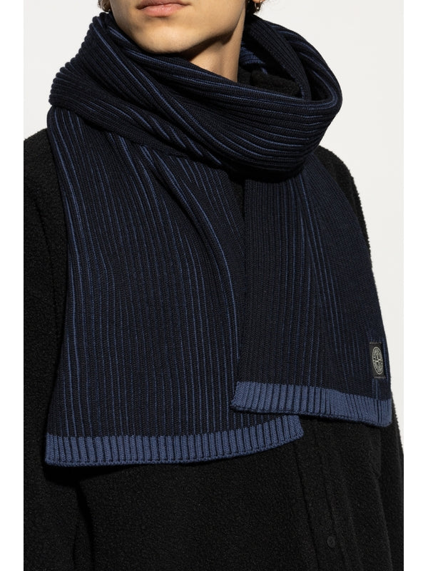 Stone Island Wool Scarf In Navy