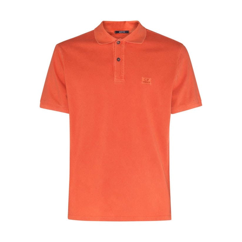 Cp Company Resist Dyed Regular Fit Polo Shirt 140A in Harvest Pumpkin