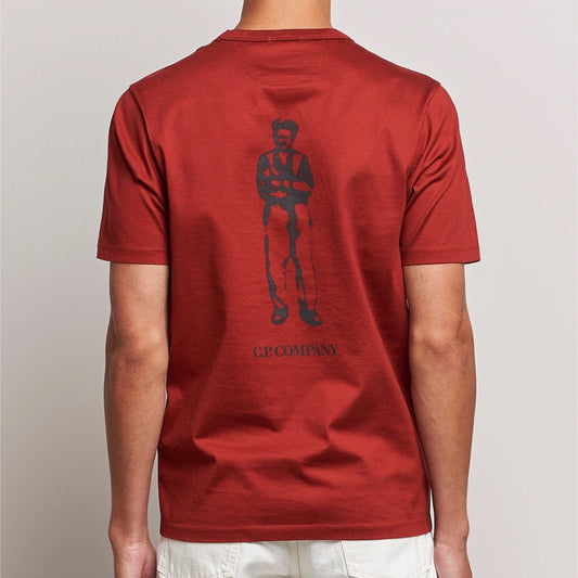 Cp Company Mercerized Cotton Sailor Logo T-Shirt in Red