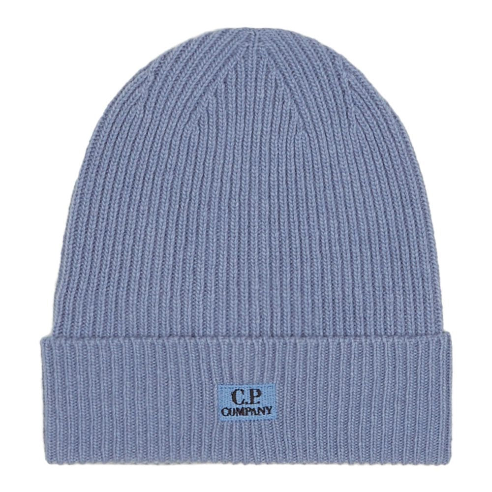 Cp Company Lambswool Patch Logo Beanie in Infinity