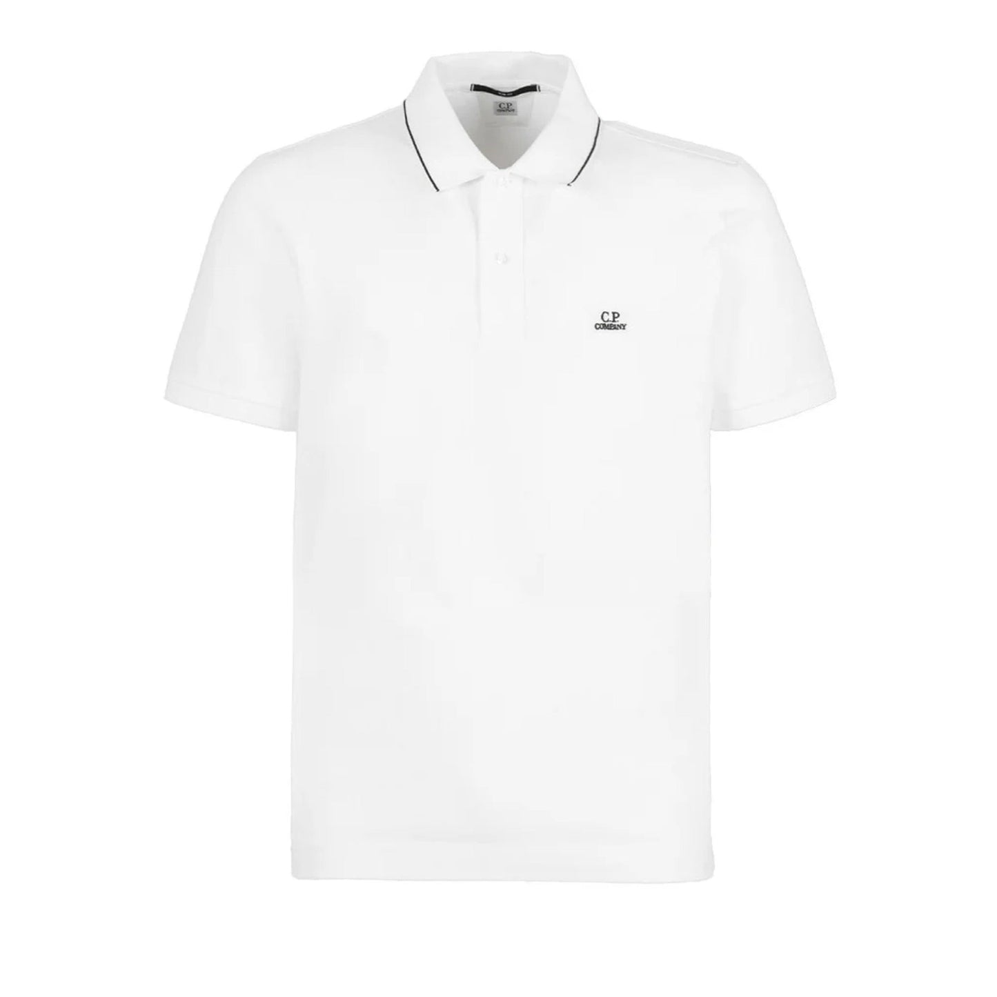 Cp Company 052A Stretch Piquet Slim Fit Polo Shirt in White