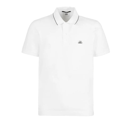 Cp Company 052A Stretch Piquet Slim Fit Polo Shirt in White