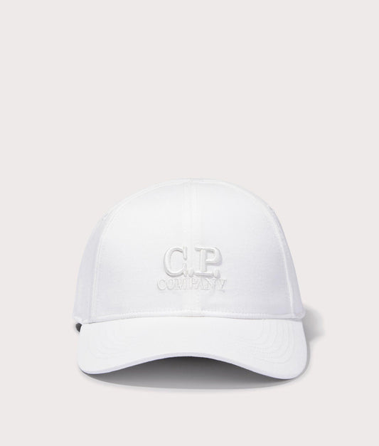 Cp Company Gabardine Logo Cap In White