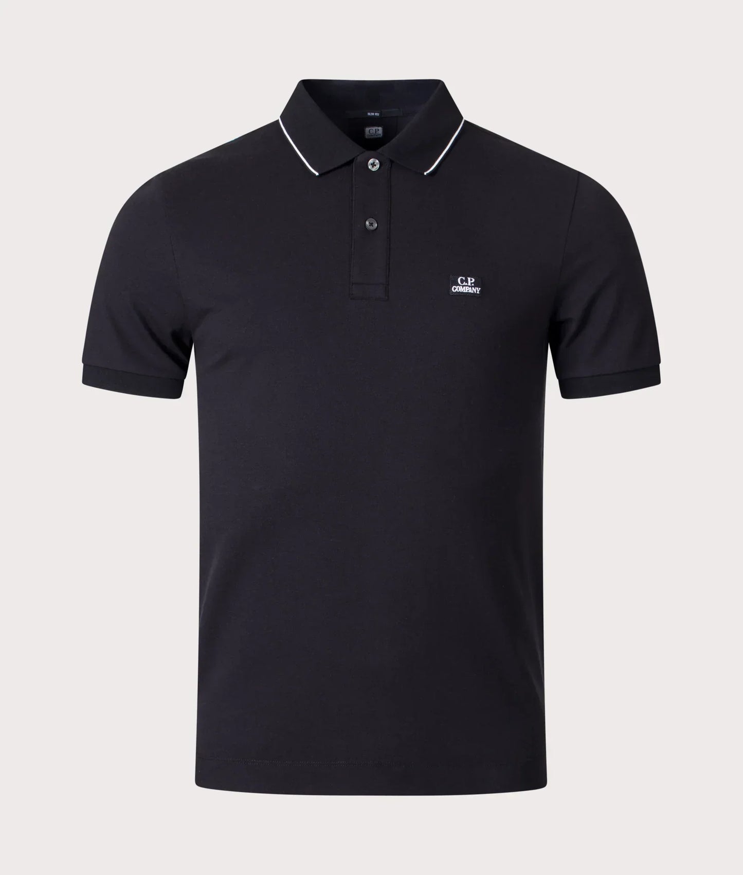 Cp Company 052A Stretch Piquet Slim Fit Polo Shirt in Black