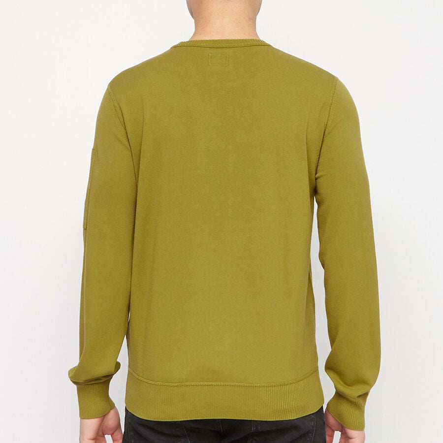 Cp Company Cotton Crepe Lens Knitted Sweatshirt in Green Moss