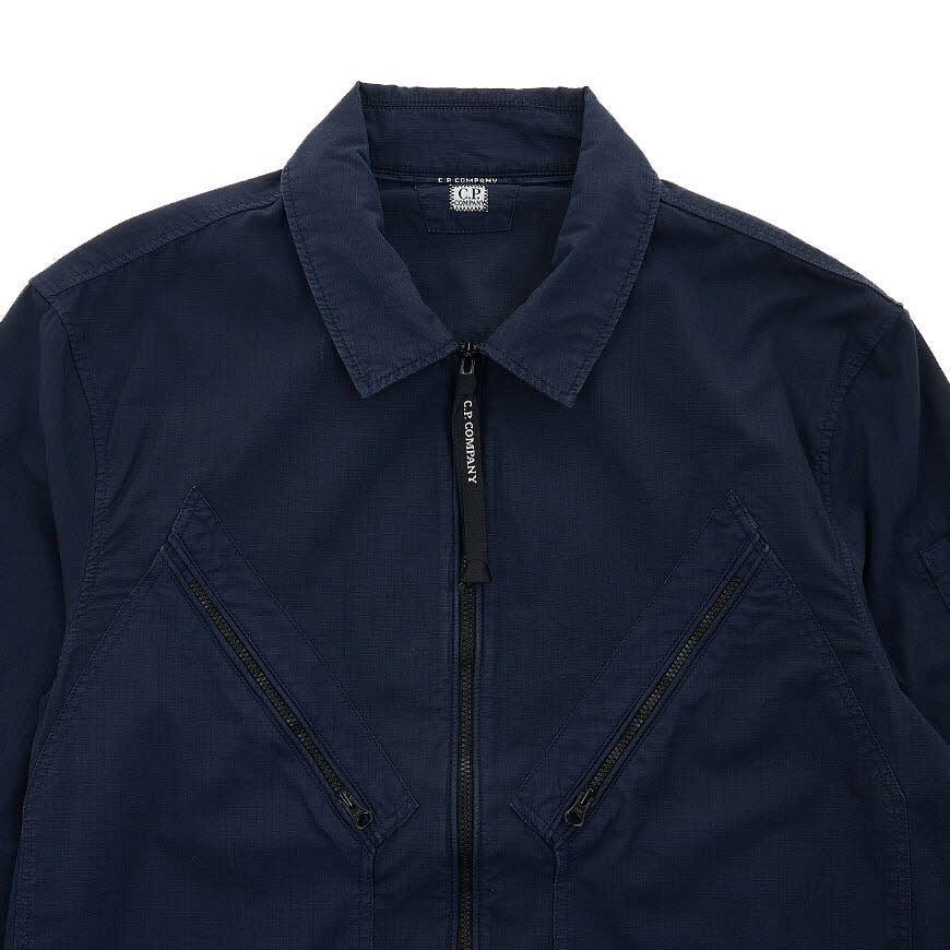 Cp Company Rip-Stop Zip Lens Shirt in Navy