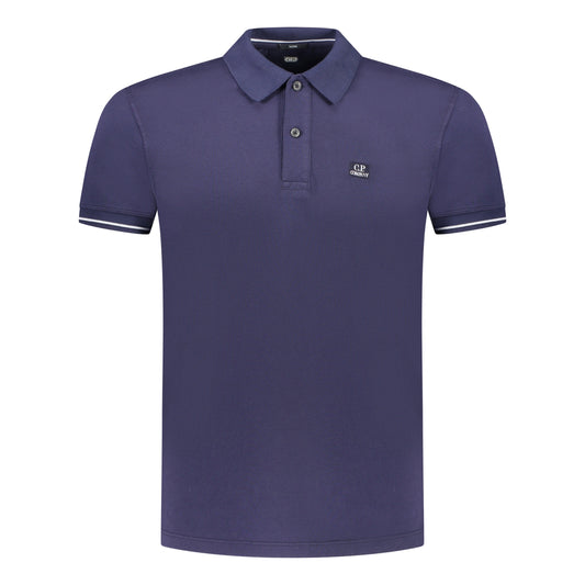 Cp Company Tacting Piquet Logo Polo Shirt In Medieval Blue