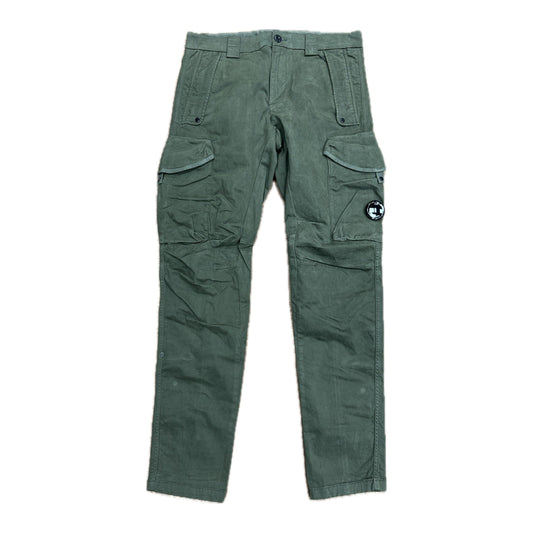 Cp Company Stretch Satin Lens Cargo Pants In Ivy Green