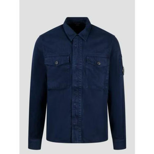 Cp Company Twill Emerized Shirt in Peacoat