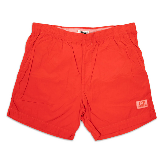 Cp Company Flattt Nylon Patch Logo Swimshorts in Fiery Red
