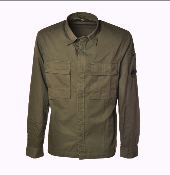 CP Company Gabardine Lens Shirt in Ivy Green