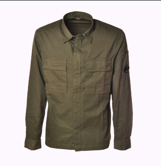 CP Company Gabardine Lens Shirt in Ivy Green