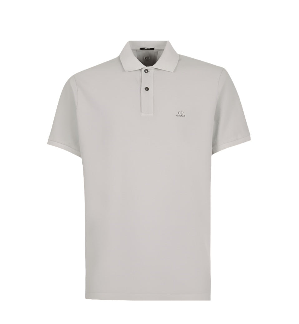 Cp Company Resist Dyed Regular Fit Short Sleeve Polo In 140A Flint Grey