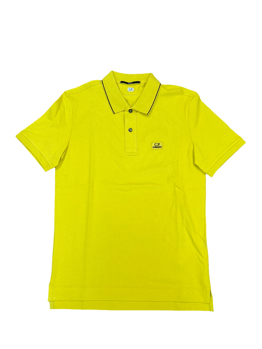 Cp Company Slim Fit Stretch Piquet Short Sleeve Polo Shirt in Golden Palm