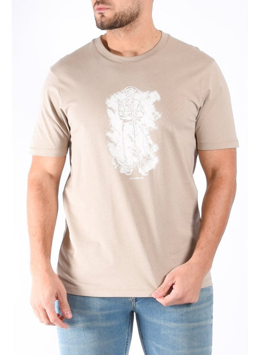 Cp Company Graphic Sailor Logo T-Shirt 193A In Beige