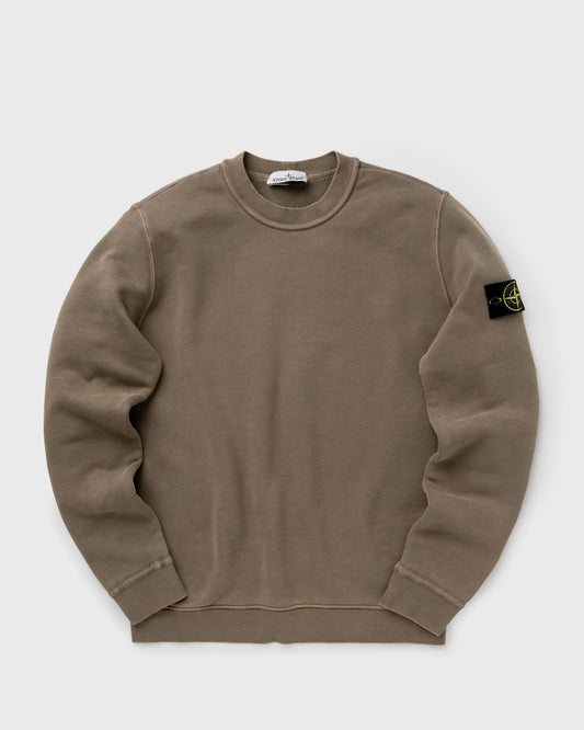 Stone Island Organic Cotton Diagonal Old Effect Sweatshirt In Walnut Brown