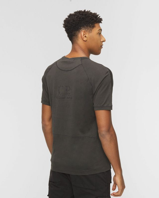 CP Company Re-Colour Mako Cotton Small Logo / Back Logo T-Shirt in Black