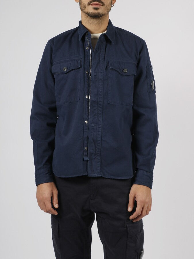 Cp Company Twill Emerized Shirt in Peacoat