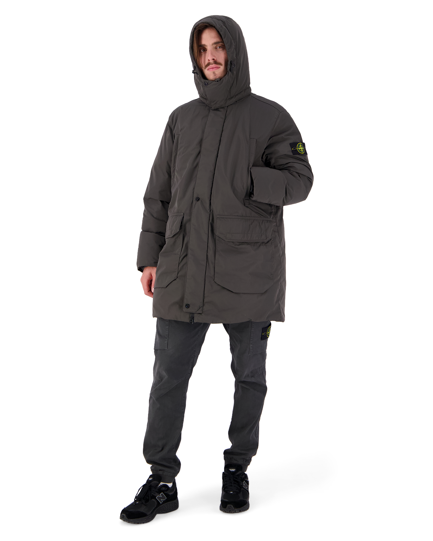 Stone Island Micro Twill Down Jacket In Charcoal