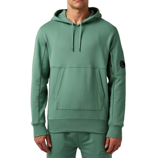 Cp Company Heavy Lens Overhead Hoodie In Frosty Green