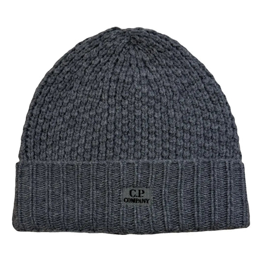 Cp Company Wool Patch Logo Beanie in Grey