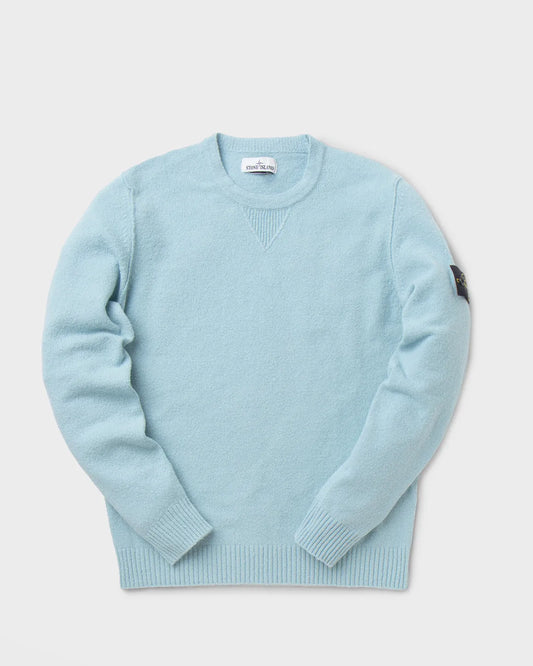 Stone Island Soft Cotton Gauzed Effect Knit In Baby Blue