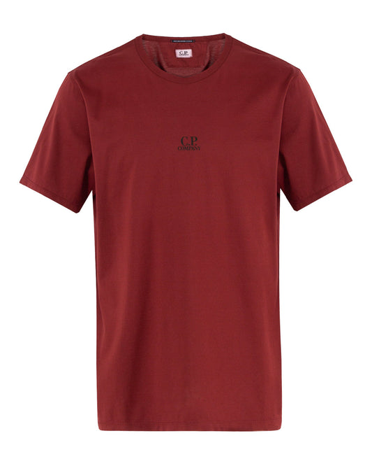 Cp Company 148A Mercerized Cotton Central Logo T-Shirt in Red