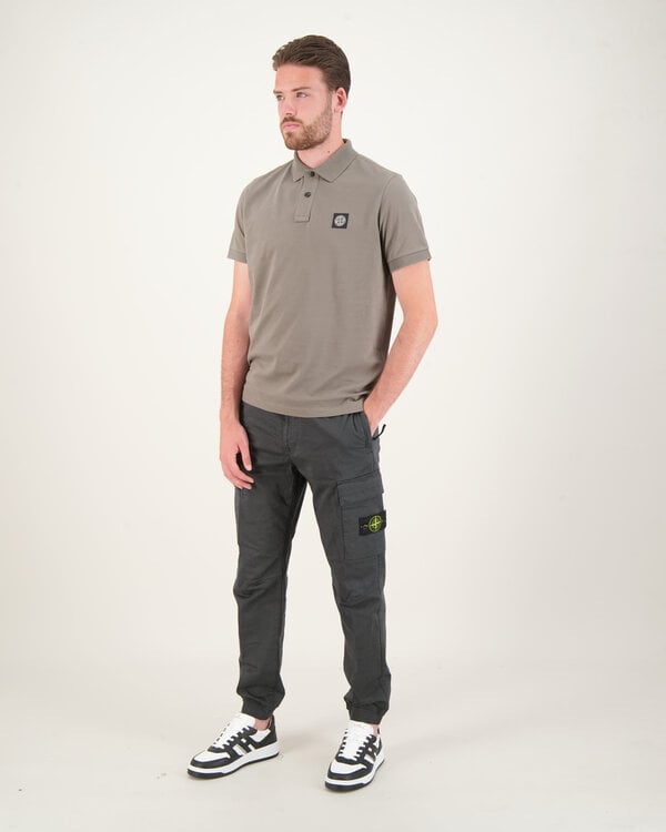 Stone Island Stretch Cotton Satin Cargo Pants In Lead Grey